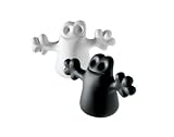 A di Alessi Carlo Bottle Caps, Black/White, Set of 2