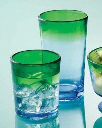TAG -Two-Toned Mouth Blown Double Old Fashioned Glass - Set of 4 Glasses