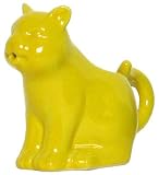 Stoneware Pottery Yellow Cat Creamer 5" x 3.5", 8oz Set of 2