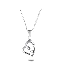 Diamond Heart Shaped Necklace 0.025 Ctw in Sterling Silver with Chain (314127)