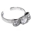 925 Sterling Silver Cubic Zirconia BOW SOLITAIRE Adjustable Toe Ring