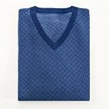 Long Sleeve Silk/Cotton Basketweave V-Neck