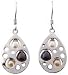 Sterling Silver Genuine Three Color Pearls Teardrop Earrings