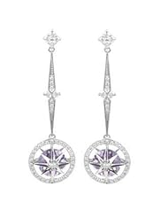14K White Gold 2.98cttw Round Diamond and Amethyst Earrings. Free Gift Box!