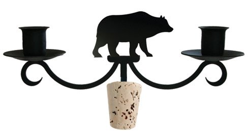 Wrought Iron Bear Wine Candle Holder