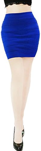 Women's Sexy Seamless Bandage Bodycon Waisted Mini Skirt (LARGE, SJ1001-SAPPHIRE)