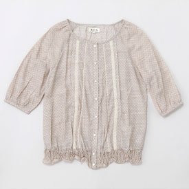 a・i・n（アイン） ビエラ水玉プリント授乳ブラウス（ベージュ/Lサイズ/母乳育児用授乳服）