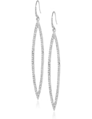 ABS By Allen Schwartz Silver Tone Pave Navette Shaped Earrings