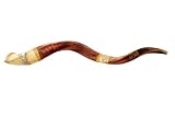 44- 46 Jumbo Yemenite Hand Painted Kudu Horn Shofar - Jerusalem, with Free Anti Odor Spray, Made in Israel