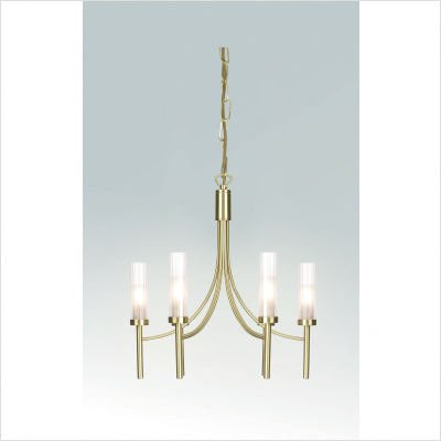 Six Light Chandelier in Satin Brass