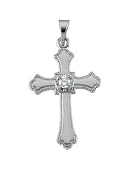 CleverEve Designer Series 14K White Gold Diamond Cross Pendant 21.00 x 15.00mm w/ One 2.50mm Genuine Diamond