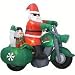 Gemmy - Santa Claus on Motorcycle with Snowman in Sidecar - 