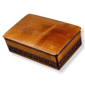 Polish Handcrafted Wooden Box, 5001, With Banded Side Design. 6.25x4x2.5 with a Beautiful Brown Finish