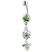 Oval And Triangle Green Crystal Dangle Belly Ring