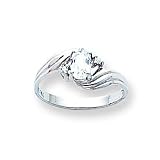 14k White Gold .03ct Diamond & White Topaz BirthStone Ring