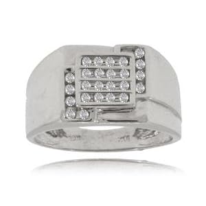 Men's New Solid White Gold Art Deco Ring w Diamonds