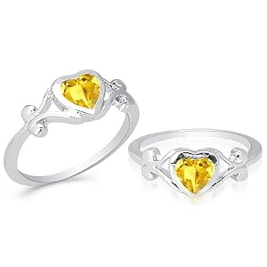 Buy Heart Cut Citrine Ring Sterling Silver by Peora