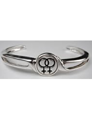 Heavy Weight Sterling Silver Lesbian Pride Bracelet for the Larger Wrist...Stunning