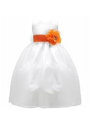 Girls Sleeveless Organza Flower-Girl Dress  With a Sash 