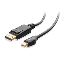Cable Matters Gold Plated Mini DisplayPort (Thunderbolt Port Compatible) to DisplayPort Cable, Black, 6 Feet (101007)
