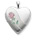 TOC Sterling Silver 20mm Heart Satin Polished Floral Heart Locket on 18