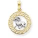 14k Two-Tone Aries Zodiac Pendant - Measures 32.8x22.3mm