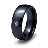 8mm Black Ceramic Ring with CZ (Sizes 8-12)