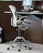 Aeron Work Stool - Highly Adjustable - Titanium Frame with Lumbar Pad
