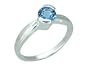 1.00 Carat Round Genuine London Blue Topaz Sterling Silver Ring