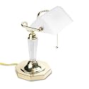 Ledu L658FR 14 High Executive Banker's Lamp, Frosted White Shade/Acrylic Column/Brass Base
