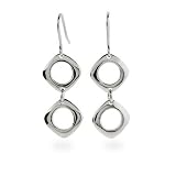 Eve's Addiction Sterling Silver Cushion Drop Earrings