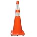 Work Area Protection 36PVCS-R Polyvinyl Chloride Standard Recessed Traffic Cone with 6" and 4" VSB Reflective Collars, 10-1/2" Diameter x 36" Height, Fluorescent Orange