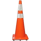 Work Area Protection 36PVCS-R Polyvinyl Chloride Standard Recessed Traffic Cone with 6" and 4" VSB Reflective Collars, 10-1/2" Diameter x 36" Height, Fluorescent Orange