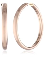 Italian 14k 30mm Round Gold Satin Finished Hoop Earrings