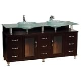 Charlton 72 Double Bathroom Vanity with Glass Countertop - Espresso w/ Clear or Frosted Glass Counter