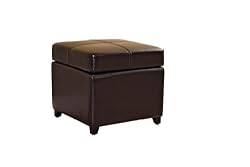 Baxton Studio Leather Storage Ottoman, Dark Brown