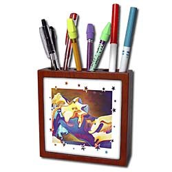 Taiche Acrylic Art - Woman Thermal Imaging - Tile Pen Holders-5 inch tile pen holder