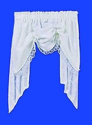 Dollhouse Miniature Country Balloon Window Curtains in White