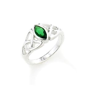 Buy Sterling Silver Scottish Celtic Knot Green Ring (Size 6,7,8,9) by Silver Insanity