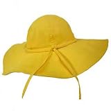 BRIGHT YELLOW WIDE BRIM COTTON FLOPPY BEACH SUN HAT