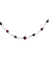 Black and Burgundy Cultured Pearl and Chain Link Necklace