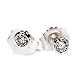 Diamond Stud Bezel Earring, 18k White Gold (T.w 0.10)