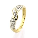 14K Yellow Gold Diamond Pave & Baguette Stack Ring