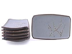 6 pc Japanese Appetizer Sushi plate set Sakura LB