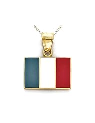 14kt Yellow Gold Enamel Italy Flag Pendant- Chain Included