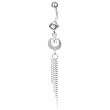 Pugster Belly Navel Ring Tasseled Clear Crystal Circle Square Dangle Beaded Bangle Bracelets Belly Navel Ring Body Jewelry