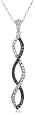 10k White Gold Black Diamond Infinity Pendant (1/4 cttw)