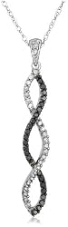 10k White Gold Black Diamond Infinity Pendant (1/4 cttw)