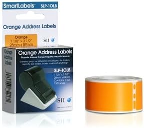 Genuine Seiko SLP-1OLB Orange Address Labels for Seiko SLP200, SLP-200 Smart Label Printers