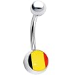 Stainless Steel Flag of Belgium Logo Belly Ring